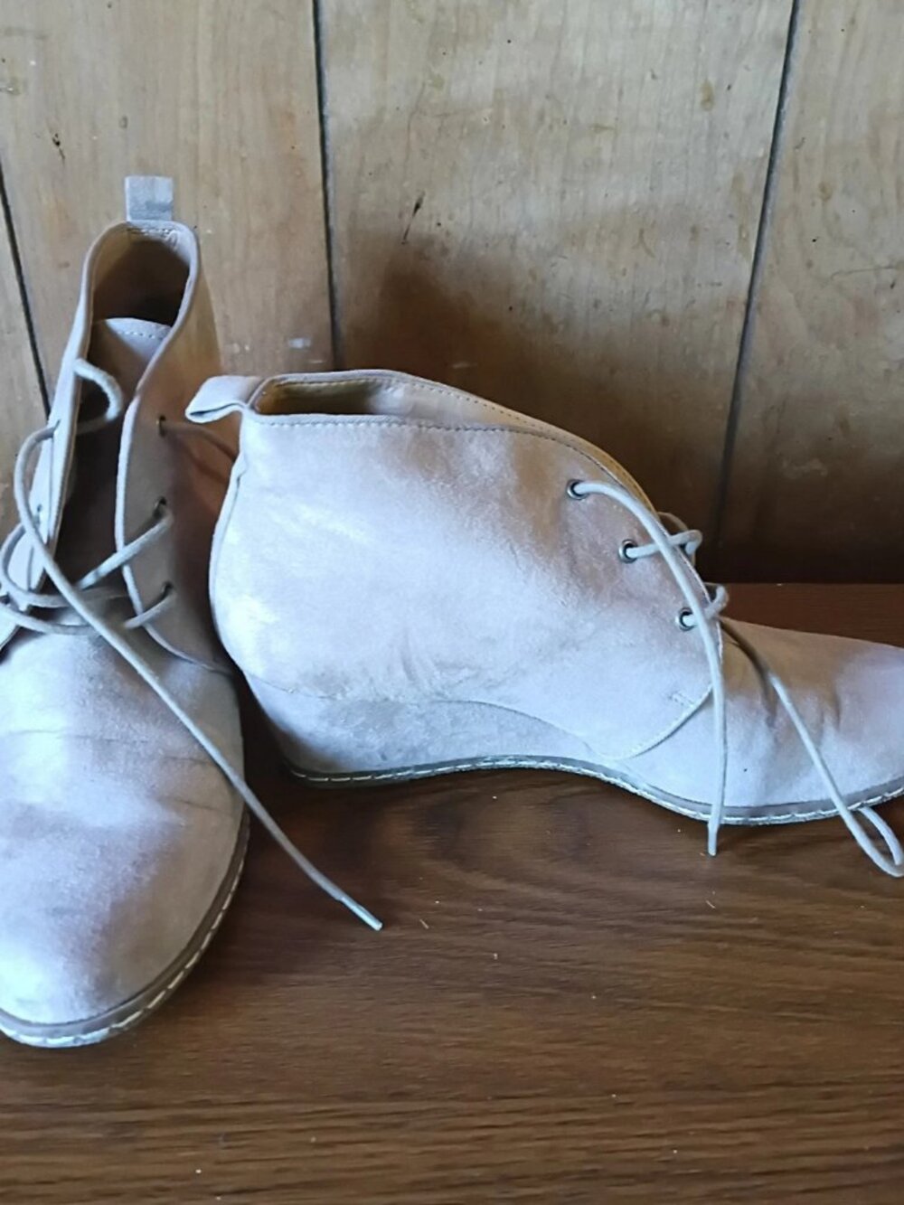 Franco Sarto Annabelle Ankle Booties Women's Size 8M Beige Suede Lace Up